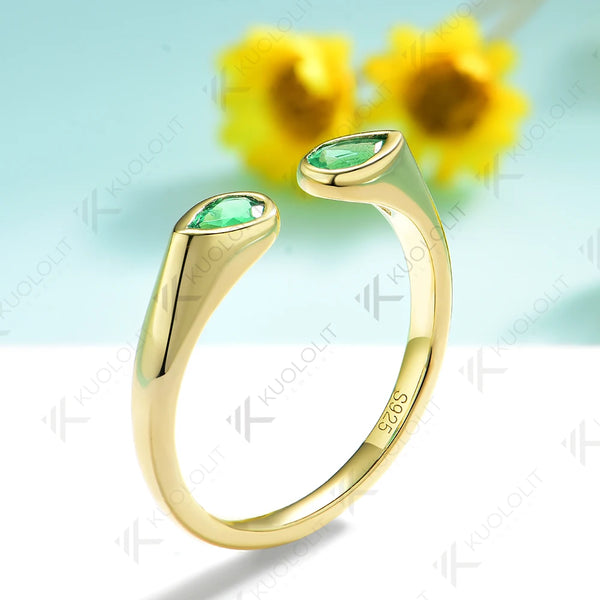Kuololit 0.7CTW Lab Grown Emerald Band Rings for Women Men Solid 14K 10K 585 Yellow Gold Wedding Band for Christmas Anniversary