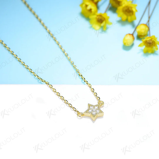 Kuololit Moissanite Bracelets for Women Men 585 18K 10K Adjustable Chains Star Shape for Engagement Party Christmas Classic Gift