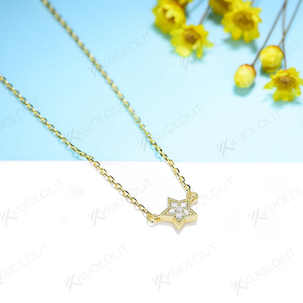 Kuololit Moissanite Bracelets for Women Men 585 18K 10K Adjustable Chains Star Shape for Engagement Party Christmas Classic Gift