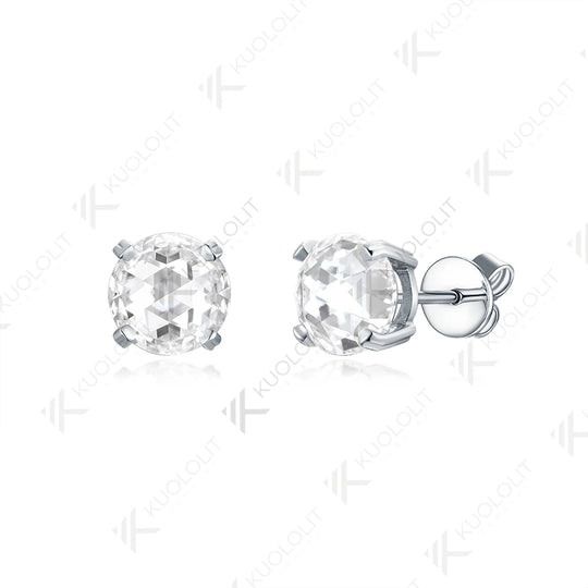 Kuololit 2CTW Rose Cut Moissanite Stud Earrings for Men 585 14k 10k Yellow Gold Stud Earrings for Christmas Gifts Anniversary