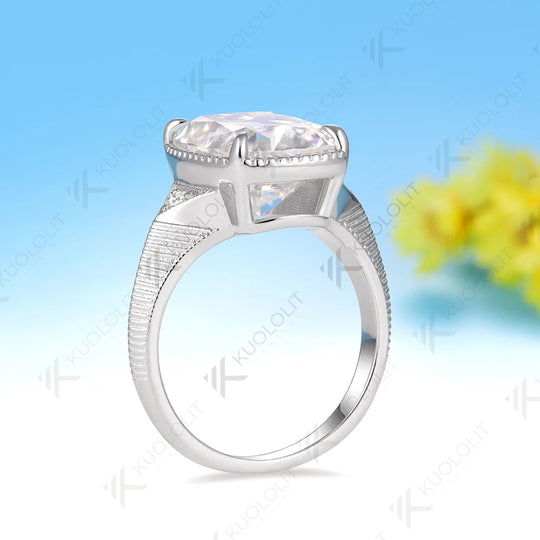 Kuololit 7CT OMC Cushion Custom Moissanite Engagement Ring for Women Solid 14K 10K 585 Yellow Gold Ring for Christmas Gift Party