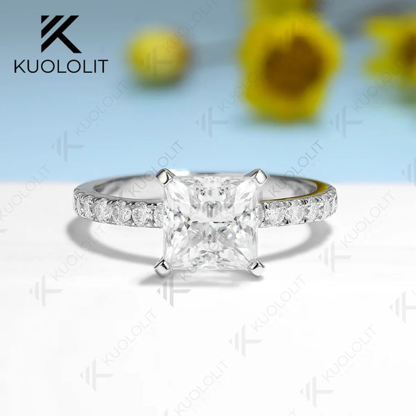 Kuololit IGI 2CT Lab Grown Diamond Princess Engagement Ring for Women Solid 18K 14K 10K 585 DVS1 Diamond Ring for Christmas Gift