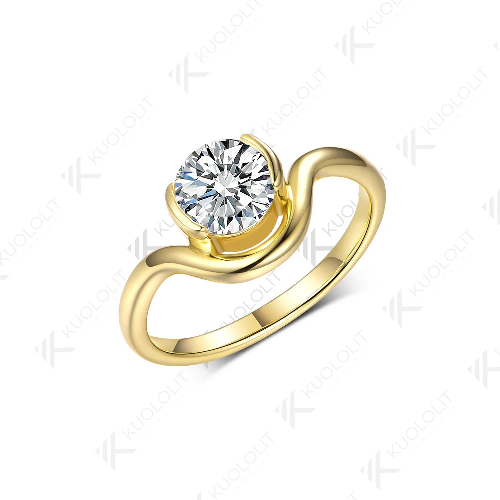Kuololit 1.2ct Moissanite Ring for Women Solid 18K 14K 10K Gold Ring for Anniversary Engagement Gifts  Christmas Wedding