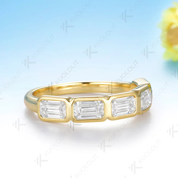 Kuololit 2.5CTW Lab Grown Diamonds Ring for Women Men Solid 14K 10K Yellow Gold Emerald Wedding Band for Christmas Engagement