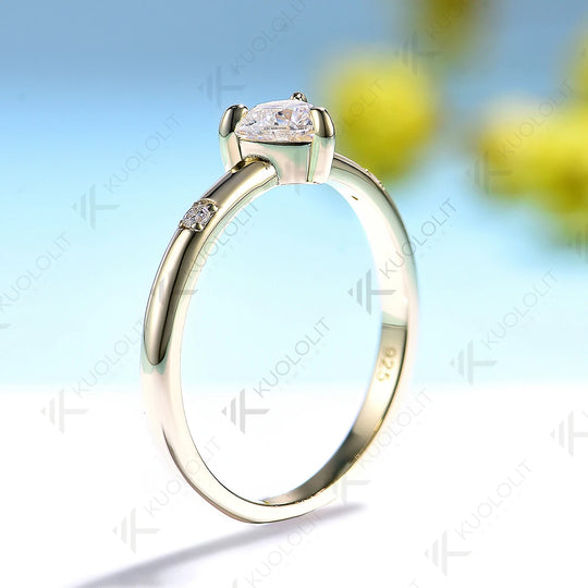 Kuololit 0.5CT Trilyon Cut Moissanite Ring for Women Solid 14K 10K Yellow Gold Ring for Anniversary Christmas Gifts Party Custom