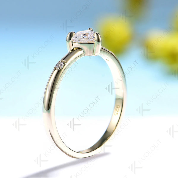 Kuololit 0.5CT Trilyon Cut Moissanite Ring for Women Solid 14K 10K Yellow Gold Ring for Anniversary Christmas Gifts Party Custom