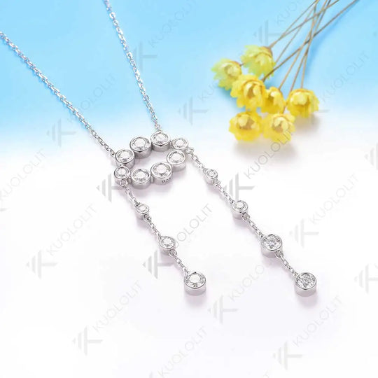 Kuololit 2.8CTW Moissanite Necklace for Women Solid 14K 10K 585 Yellow Gold Round Cut Pendant for Anniversary Christmas Gifts