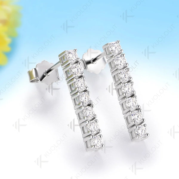 Kuololit 0.63CTW Lab Grown Diamonds Custom Stud Earrings for Women Solid 14K 10K Yellow Long Stud Earrings for Christmas Gifts