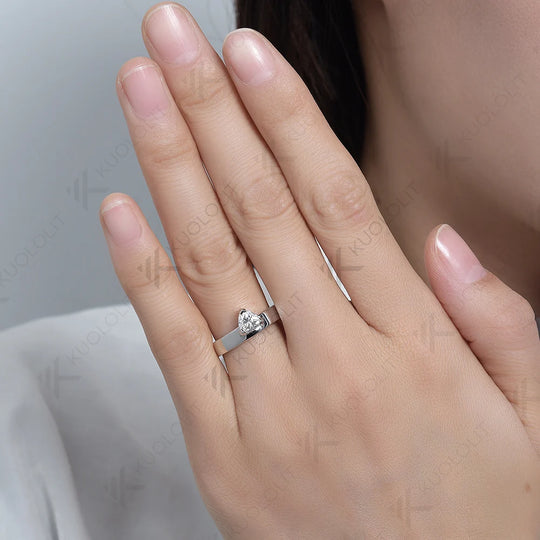 Kuololit 0.8CT Moissanite Ring for Women Solid 14K 10K 585 Yellow Gold Fat Triangle for Engagement Wedding Christmas Anniversary