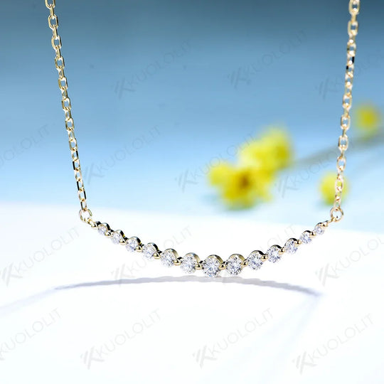 Kuololit 0.55CTW Moissanite Necklaces for Women Solid 10K 14K 18K 925 Sliver Round Pendant with Chain for Engagement Christmas