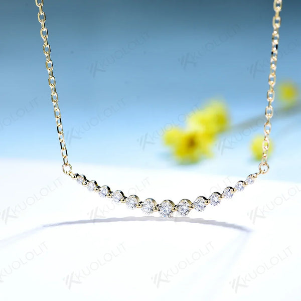 Kuololit 0.55CTW Moissanite Necklaces for Women Solid 10K 14K 18K 925 Sliver Round Pendant with Chain for Engagement Christmas
