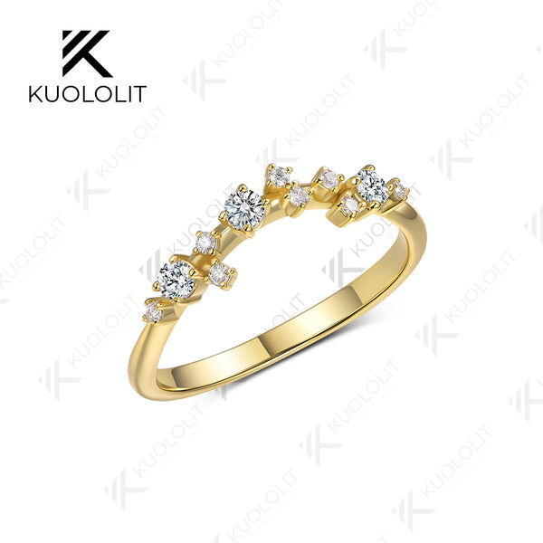 Kuololit 0.32CTW Lab Grown Diamond V Band for Women Solid 18K 14K 10K Gold Ring for Anniversary Engagement Gifts Party