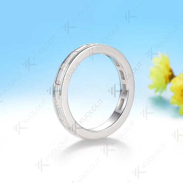 Kuololit 2.4CTW Moissanite Wedding Band Ring for Women Solid 14K 10K 585 White Gold Wedding Band for Christmas Gift Party Engagement Classic