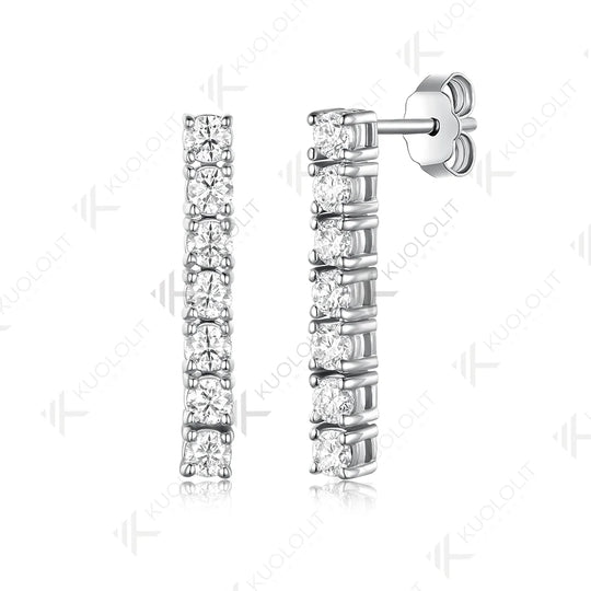 Kuololit 0.63CTW Lab Grown Diamonds Custom Stud Earrings for Women Solid 14K 10K Yellow Long Stud Earrings for Christmas Gifts