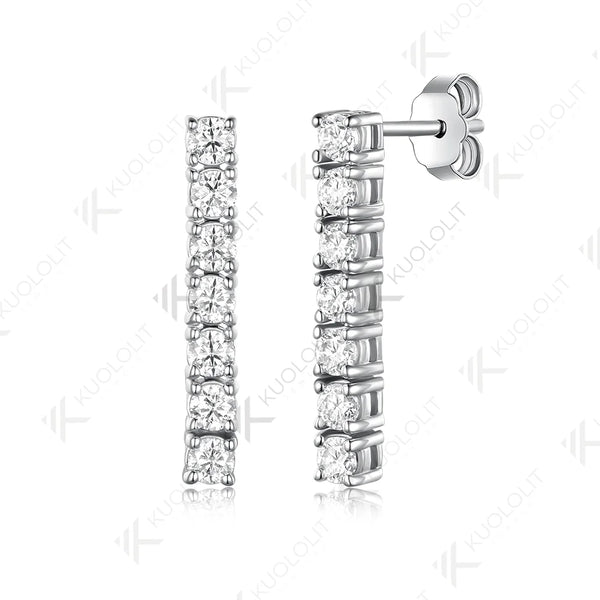 Kuololit 0.63CTW Lab Grown Diamonds Custom Stud Earrings for Women Solid 14K 10K Yellow Long Stud Earrings for Christmas Gifts