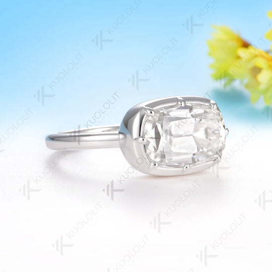 Kuololit 4.5CT OMC Moissanie Ring for Women Soild 10K 14K Yellow Gold Yellow Gold Engagement Ring for Christmas Gifts Engagement