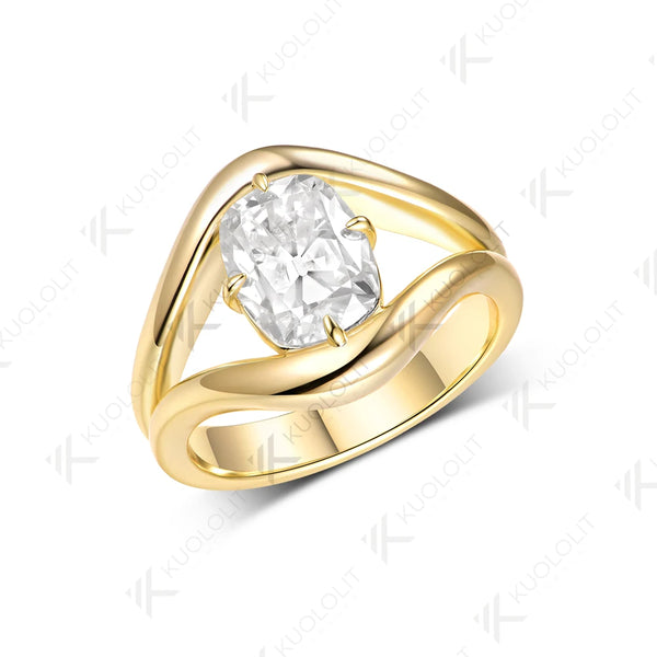 Kuololit 3CT OMC Cushion Custom Moissanite Ring for Women Solid 14K 10K Yellow Gold Engagement Ring for Christmas Gifts Party