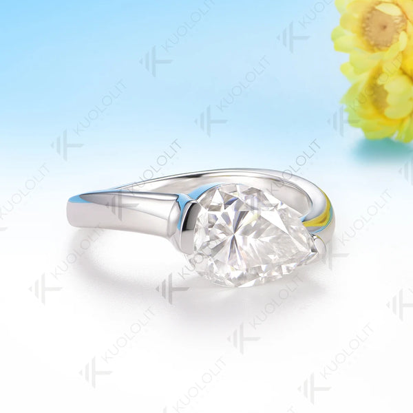 Kuololit 3.5CT Pear Moissanite Rings for Women Solid 14K 10K 585 White Gold Engagement Ring for Anniversary Christmas Gift Party