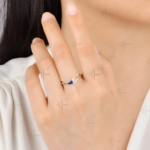Kuololit 0.5CTW Lab Grown Sapphire Diamonds Custom Ring for Women Solid 14K 10K Yellow Gold for Engagement Wedding Christmas