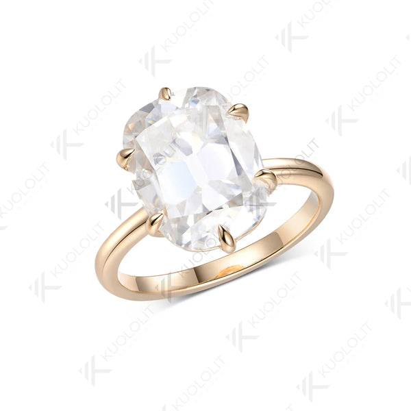 Kuololit 4.5CT OMC Moissanite Custom Ring for Women Solid 14K 10K Yellow Gold Ring for Anniversary Christmas Gifts Party