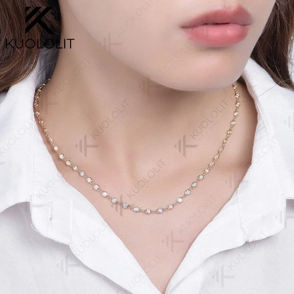 Kuololit 3.5CTW Moissanite Necklaces for Women Men Solid 14K 10K Gold 925 Silver Chain Tennis Necklace for Engagement Christmas