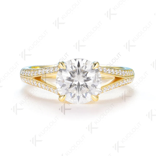 Kuololit 2CT IGI Lab Grown Diamonds Ring for Women Solid 14K 10K 585 Yellow Gold Engagement Ring for Christmas Gifts Party