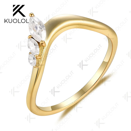 Kuololit 0.45CTW Marquise Cut Moissanite D/VS1 Rings for Women Solid 18K 14K  Yellow Gold  Wedding Band for Anniversary Custom