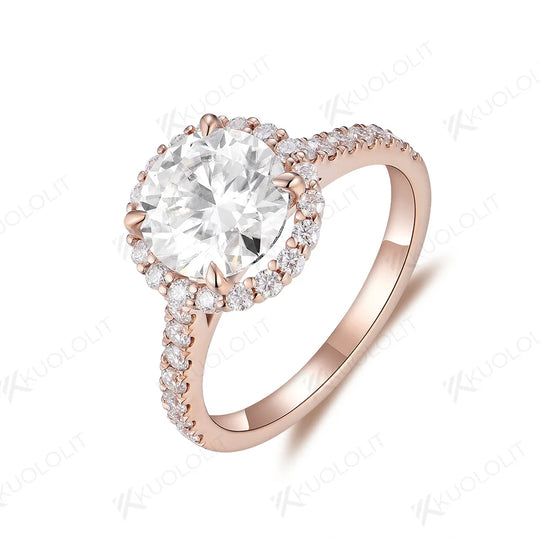 Kuololit 2CT Moissanite Ring for Women Solid 14K 10K 585 PT950 Gold 925 Silver Yellow Gold for Engagement Wedding Christmas Gift