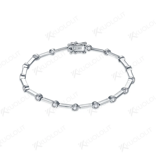 Kuololit 1.26CTW Moissanite Bracelets for Women Men 14K 10K 585 Solid Gold Silver Round Cut Tennis Engagement Classic Christmas