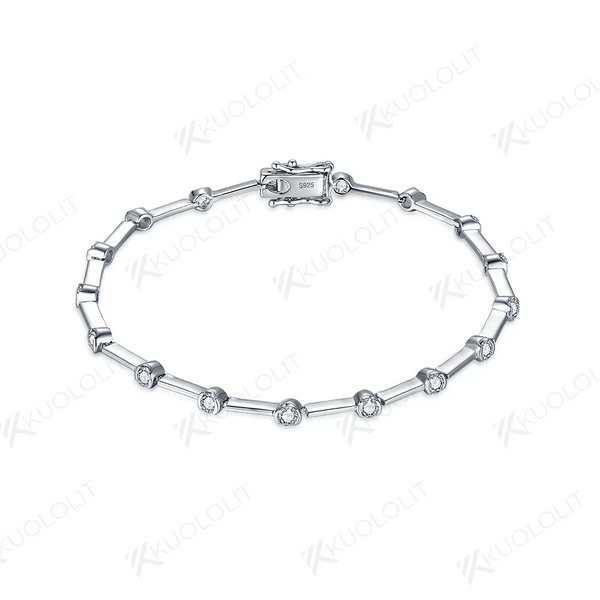 Kuololit 1.26CTW Moissanite Bracelets for Women Men 14K 10K 585 Solid Gold Silver Round Cut Tennis Engagement Classic Christmas