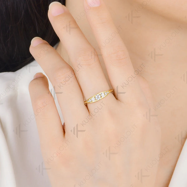 Kuololit 0.32CTW Lab Grown Diamonds Ring Band for Women Solid 14K10K Gold Wedding Band Ring for Engagement Gift Anniversary Christmas
