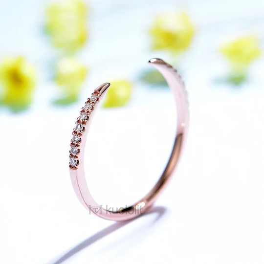 Kuololit AU750 18K 14K Rose Gold Moissanite Ring for Women  Solitaire Matching Wedding Diamond V Band Engagement Christmas 2022