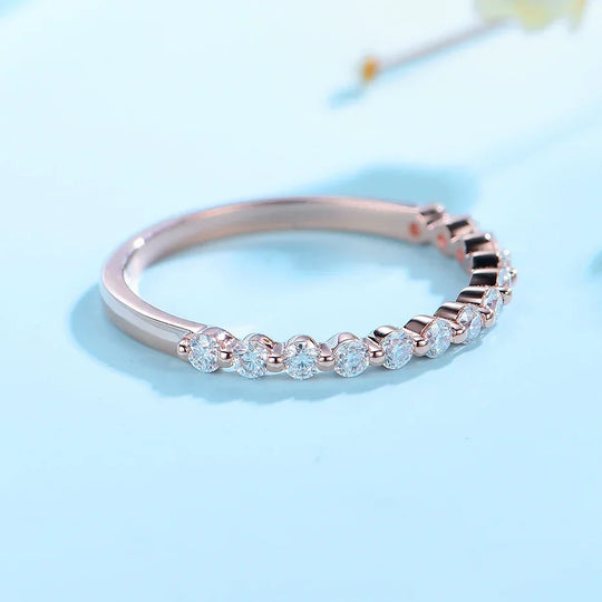 Kuololit Moissanite Ring 585 14K 10K 18K Rose Gold Half Eternity Bubble Rings for Women Jewelry Wedding Diamond Engagement Band