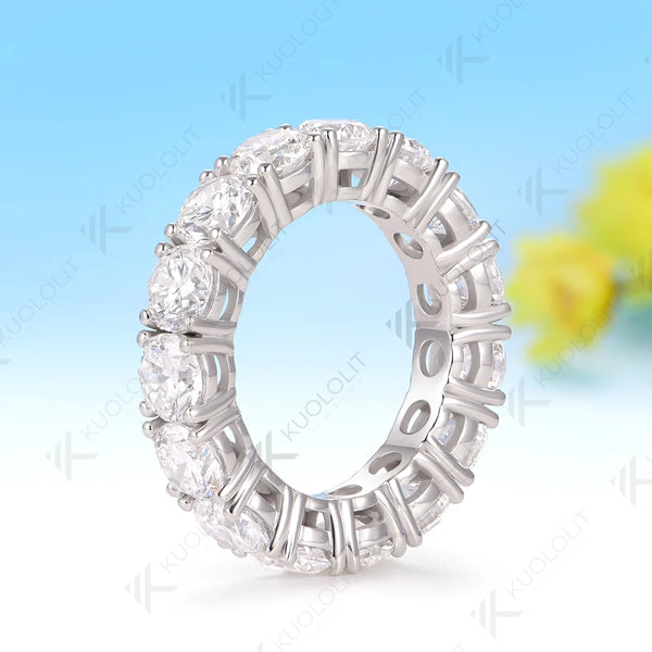 Kuololit 7CTW Lab Grown Diamonds Custom Wedding Band Ring for Women Solid 14K 10K 585 White Gold Eternity Full Band for Christmas Gifts
