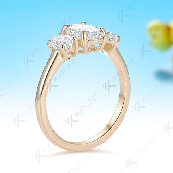 Kuololit 2.2CTW IGI Lab Grown Diamonds Custom Ring for Women Solid 14K 10K Yellow Gold Ring for Anniversary Christmas Gifts