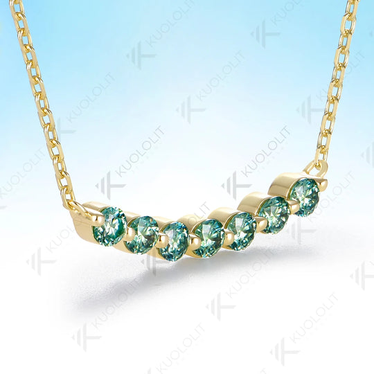 Kuololit 0.7CTW Cyan Moissanite Custom Necklace for Women Men Solid Gold 14K 10K Gold 925 Silver for Engagement Christmas Gifts