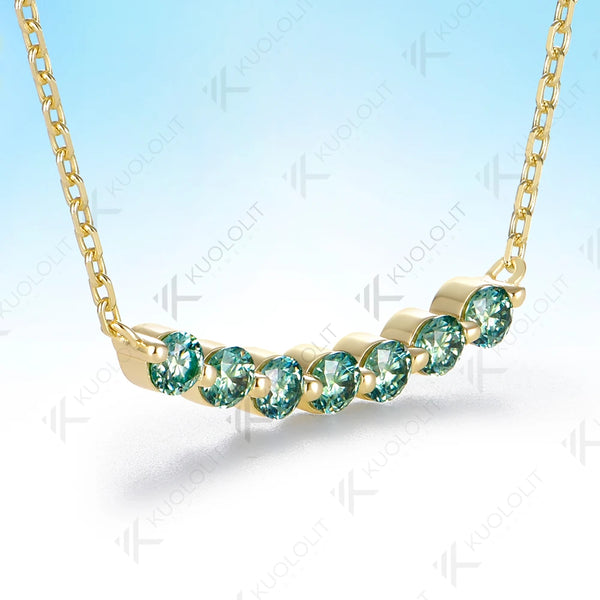 Kuololit 0.7CTW Cyan Moissanite Custom Necklace for Women Men Solid Gold 14K 10K Gold 925 Silver for Engagement Christmas Gifts