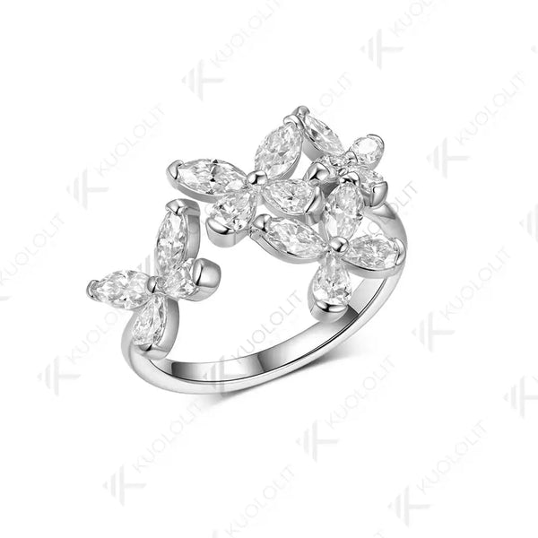 Kuololit 3CTW Moissanite butterfly Ring for Women Soild 10K 14K Yellow Gold Ring Band for Engagement Christmas Party Gifts
