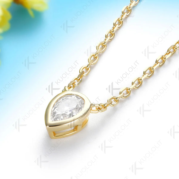 Kuololit 0.5CT NGIC Lab Grown Diamonds Custom Necklace for Women Solid 585 14K 10K Yellow Gold Necklace for Christmas Gifts