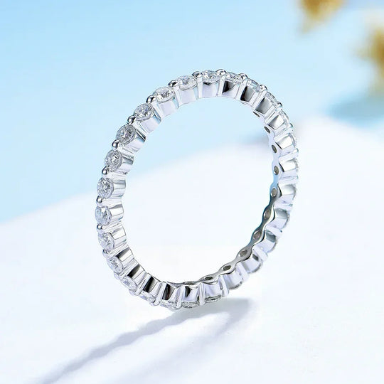 Kuololit Lab Diamonds Bubble Ring 750 18K Gold Ring for Women D/VVS Diamond  Matching Full Eternity Wedding Band Engagement Gift