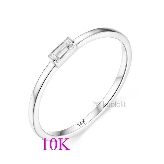 Kuololit Lab Grown Diamonds Rings for Women 585 14K 10K Yellow Gold Emerald Cut Solitaire Engagement Luxury  for Christmas Gift