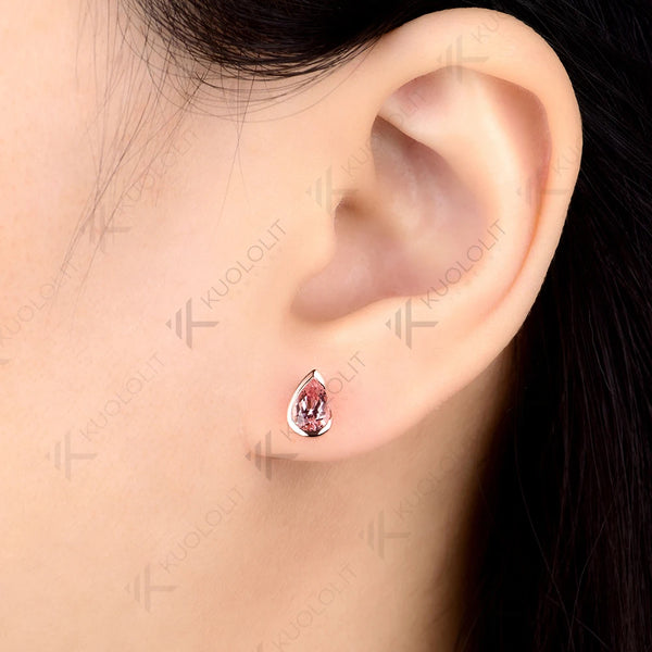 Kuololit 1CTW Lab Grown Pink Sapphire Stud Earrings for Women Solid 14K10K 585 Rose Gold Earrings for Engagement Christmas Gifts