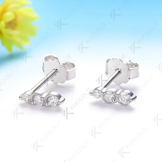 Kuololit 0.16CTW Lab Grown Diamonds Custom Stud Earrings for Women 10K 14K  585 Solid Gold Yellow Gold  for Christmas Classic