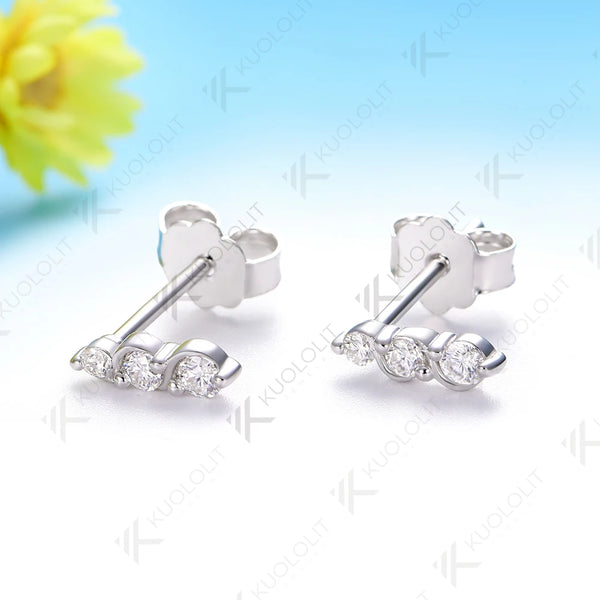 Kuololit 0.16CTW Lab Grown Diamonds Custom Stud Earrings for Women 10K 14K  585 Solid Gold Yellow Gold  for Christmas Classic