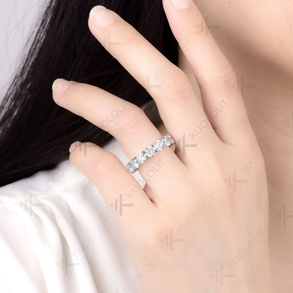 Kuololit 7CTW Lab Grown Diamonds Custom Wedding Band Ring for Women Solid 14K 10K 585 White Gold Eternity Full Band for Christmas Gifts