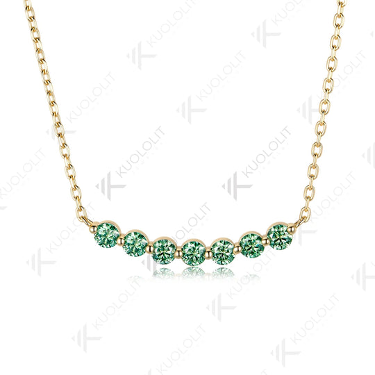 Kuololit 0.7CTW Cyan Moissanite Custom Necklace for Women Men Solid Gold 14K 10K Gold 925 Silver for Engagement Christmas Gifts