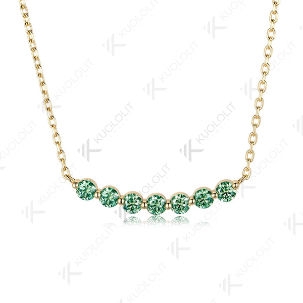 Kuololit 0.7CTW Cyan Moissanite Custom Necklace for Women Men Solid Gold 14K 10K Gold 925 Silver for Engagement Christmas Gifts