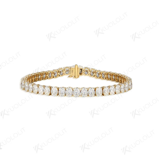 Kuololit 18CTW  Hybrid Cut Moissanite Bracelets for Women Men 10K Silver Yellow Gold Oval Cut for Engagement Wedding Christmas