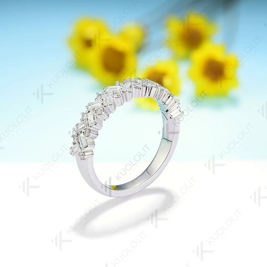 Kuololit Moissante Band for Men Women Solid 18K 14K 10K Gold Ring for Anniversary Engagement Gifts Party Wedding Christmas