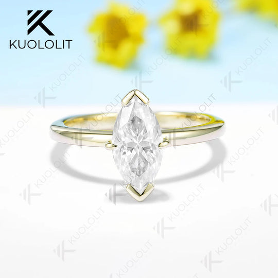 Kuololit IGI 2CT Lab Grown Diamond Engagement Ring for Women Solid 14K 10K 585 Gold Diamond European Shank Band for Christmas